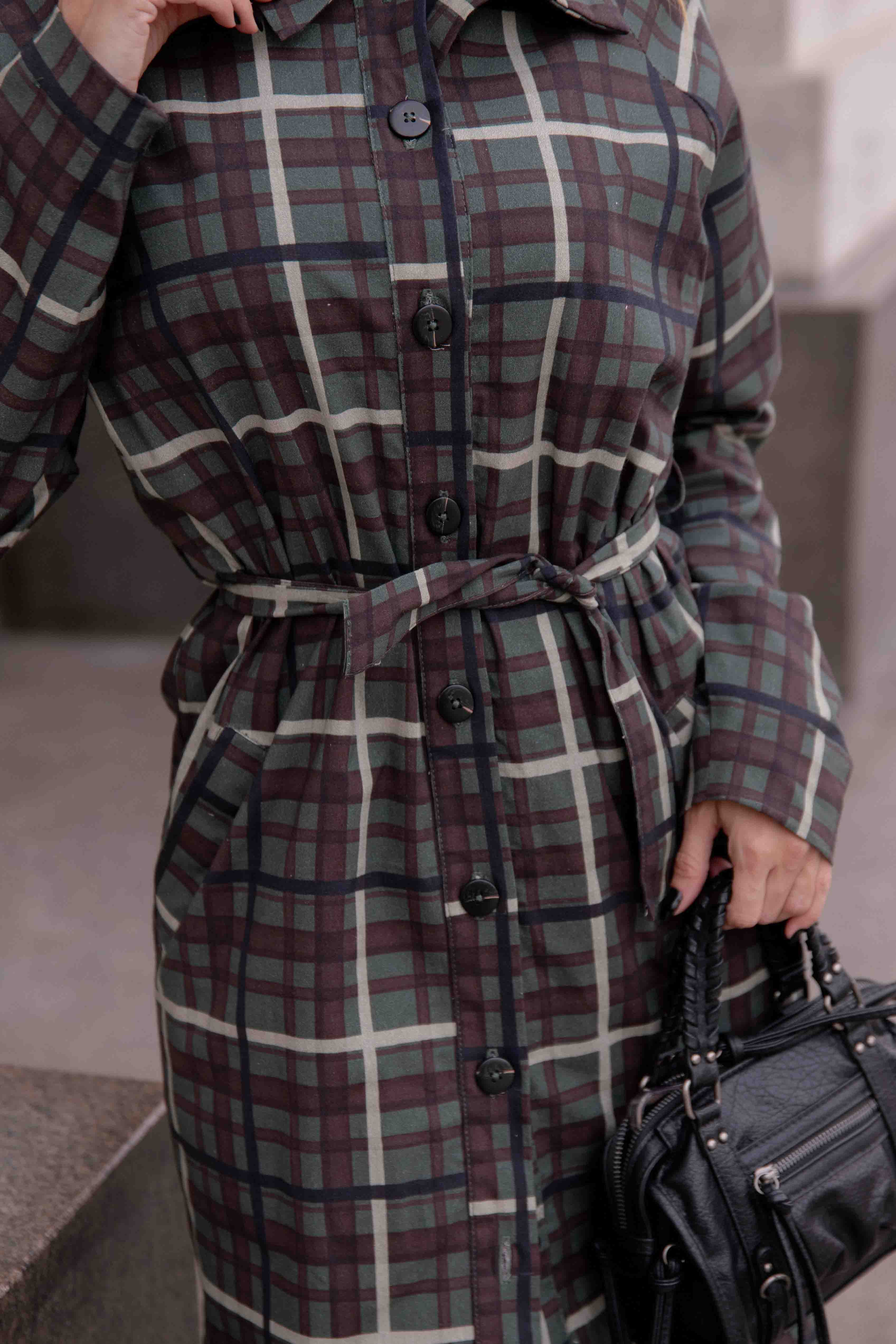 Trench Coat Xadrez Alongado